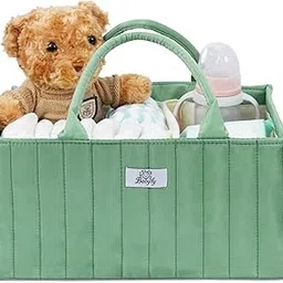 Diaper Caddy Organizer, Stylish Nursery Storage Basket for Newborn Essentials. Perfect Baby Shower Set, Fitting Seamlessly into Diaper Stations and must-have for parenting journey (Sage Green)-picture-34
