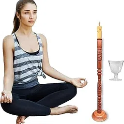 The Yogis Wooden Yoga Trataka Candle Stand for Opening Third Eye Meditation with 1 Eye Wash Cup-picture-33