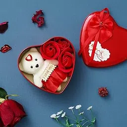 eCraftIndia Heart Shaped Gift Box with Red Roses and Teddy Bear - Valentine Gifts for Girlfriend, Boyfriend, Husband, Wife-picture-57