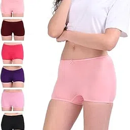 Adira | Boxer Shorts for Women | Boyshorts | Mid Waist Fit | Cotton Elastane Blend | No Visible Panty Lines | Everyday Comfort | Pack of 6 | Peach | 2XS-image-48