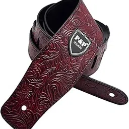 Enakshi (LABEL) Durable PU Leather Strap Belt for Guitar Bass Burgundy|Acoustic-Electric Guitar|Electric Guitar|Guitar Accessories-image-4
