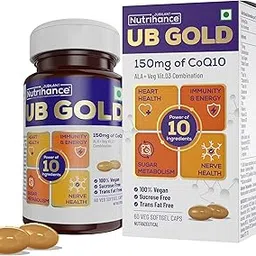 UB Gold Coenzyme Q10 (CoQ10) 150mg Supplement 100% Vegan Softgel | ALA, Resveratrol, Vit B12, Vit D3| Boost Immunity |Support Heart Health (60 Veg Softgels)-image-24