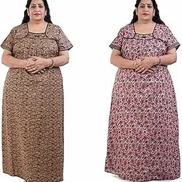 jaipzz apparels Women's Cotton All Over Print Maxi Plus Size Nighty (IFN-6313-1-6-Brown-Pink_Blue red_2XL)-picture-58
