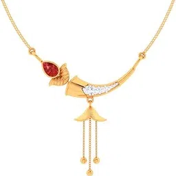 p.c. chandra jewellers 14KT (585) Yellow Gold Ball Drop Sanai Pendant With Red Stone For Women & Girls - 0.9 Gram-picture-37