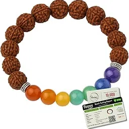 virasit 5 Mukhi Rudraksha Bracelet | Sacred Energy for Peace & Protection | Certified Natural Rudraksha Beads | Spiritual Unisex Bracelet for Men & Women (7 Chakra Rudraksha Bracelet)-picture-21