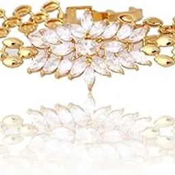 jyesh jewel Beautiful Gold Plated Shiny Crystal Charm Bracelet for Women-picture-56