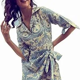 poshbery Blue Linen wrap Playsuit-picture-14