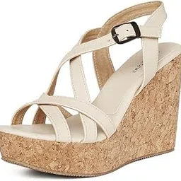 marc loire Women's Open Toe Fashion High Heel Buckled Closure Wedges Sandals-picture-50