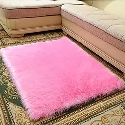 Fur Fluffy Runner, Shag Mat for Badroom Room Decor, Fuzzy Rug for Kids Baby Nursery Room, Furry Throw Floor mat for Girls Boys Dorm Room (60x90 cm - 2x3 Feet - Mat, Pink)-picture-43