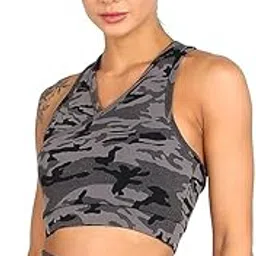 deevaz Full Coverage Non Padded Sports Bra in (Grey Camouflage)-picture-34