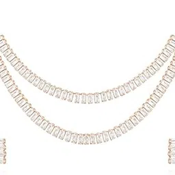 Square Diamond Style Jewellery Set for Women | Double Layer Necklace with Earrings | Wedding Party Bridal Jewellery Collection-picture-21