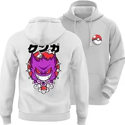 dudeme Gengar Ghost Type Unisex Anime Hoodie for Men & Women 100% Cotton Naruto, Jujutsu Kaisen, Goku, Gojo, Bleach Anime Printed Hoodies-picture-44