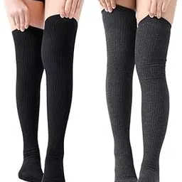 Cozy Wool Warm Thigh High Socks | Knitted Thick Thermal Woolen Socks for Women Winter Wear Knee Length | Knee High Leg Warmers Long Socks Boot Cuffs Knee Cap | Stocking Girls 1 Pair-picture-44
