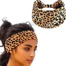XFYT Leopard Print Hairband for Women | Super Soft Stylish Animal Print Hair Band for Workouts Gym Running and Sports (Leopard)-picture-44