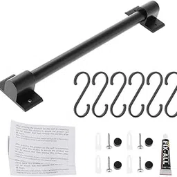 Merishopp Aluminum Alloy Kitchen Wall Rail Pot Pan Utensil Lid Rack Storage Organizer 6 Hooks 40cm-image-53