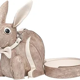 zoomella Little Rabbit Doll Shoulder Bag Bunny Handbag for Shopping Party Spring Khaki-picture-15