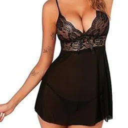 louryn koulyn Women Lingerie Lace Babydoll Strap Chemise Halter Teddy V Neck Sleepwear-picture-10