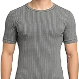 HEATEK Charcoal Melange Round Neck Half Sleeves Thermal Top for Men | Style 333| Ultra Soft, Extra Warm | Pack of 1-image-0