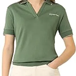 u.s. polo assn. Women's Solid Loose Fit Polo Shirt-picture-57