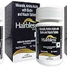 Hairbless Tablets with Vitamins- Biotin & Niacin, Minerals & Amino Acids | helps reduce hairfall | supports hairgrowth | 30 tablets (Pack of 3)-picture-14