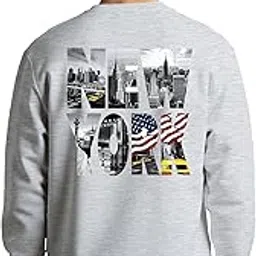 Sweatshirts for Men Black White New York City Graphic Printed Cotton Blend Full Sleeve Winter Pullover Regular Stylish Sweatshirt-image-38