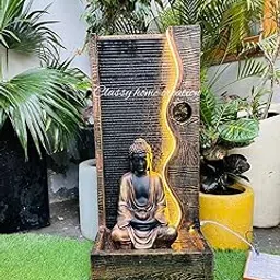 Classy Home Creation Buddha Big Cascade Water Fountain,Garden AntiqueColor Large for Home,Office Items for Living Room |Best Gift for Any Occasion. Vastu Indoor Outdoor Decor with Led Lights-image-19
