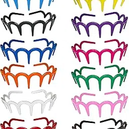 ANNA CREATIONS Glossy Multicolor Plastic Fancy Plastic Teeth Comb Shine Hair Bands For Girls and Women (Pack Of 12)-image-45