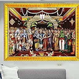 zig zag Srinivasa Kalyanam Big Photo Frame For Wall / Table / Pooja Room Size Large Picture Frame (16 x 24 inches, Acrylic Glass) Golden, Rectangular-image-0