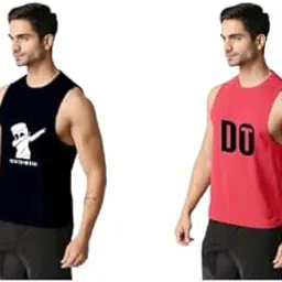 shree bhagyalaxmi Men's Cotton Printed Vest Sleeveless for Daily Use Navy Blue,Pink XX-L(Pack of 2)-picture-29