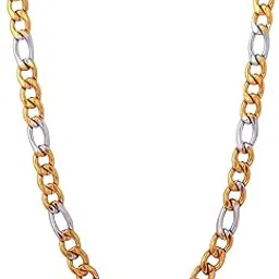 meenaz Mens Amaal Silver Chain Necklace Gold Chains Neck Chain Chain For Boys Chain Stainless Steel Stylish Long Chains Platinum Locket Pendant Golden Chain Fashion A346-picture-43