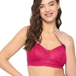 clovia Women's Lace Solid Non-Padded Full Cup Wire Free Bralette Bra - Pink-picture-17