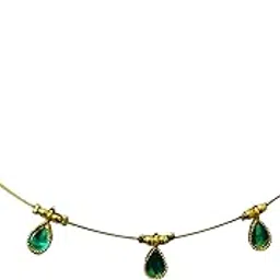 Elegant Invisible Chain Necklace with Emerald Green Teardrop Pendants for Women's and Girls, 40 cm short Choker Chain, Customized Trending Jewellery set-picture-46
