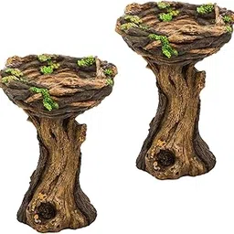 CALANDIS™ 2xTree Stump Bird Bath Decoration for Fairy Garden Balcony Birdbath | Birdbaths | Bird & Wildlife Accessories | Yard, Garden & Outdoor Living-image-40