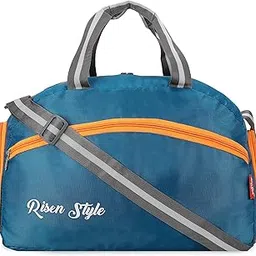 Gym Duffel Bag, 45x25x20 cm, Blue and Yellow, Padded Shoes Compartment with Adjustable Strap (Blue and Orange)-image-14