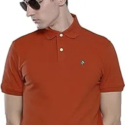 Merriment Men's Rust Half Sleeves Solid Polo T-shirt-ZZ1002-RUST-picture-53