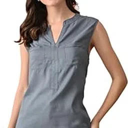 the apparel box Women Sleeveless Cotton Woven Top, Grey-picture-44