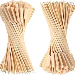 VELEXE Wooden Gun Stick Skewers | 8 Inches (20 CM) | Pack of 100 | Paddle Skewers | BBQ Sticks for Grilling, Ideal for Kababs, Fruits, and Starters | Outdoor Barbecue Skewer Set image 1