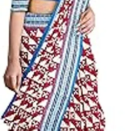 odikala Sambalpuri silk saree with blouse piece(SSSR1176, Pasapalli design, Red white and sky blue colors combination)-picture-41