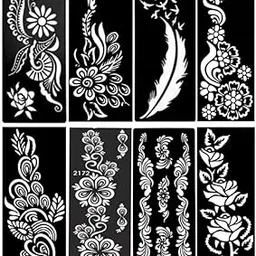 Mehndi Henna Stencil Set – 8 Pcs Floral & Mandala Body Art Templates for Bridal, Festival & Temporary Tattoos Rs34-picture-56