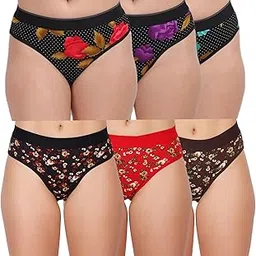 CLOVIN Women Panty Pure Cotton Hipsters Panties Women's Briefs Pack of 6-picture-49