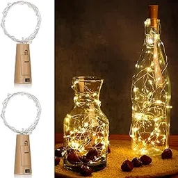 GIGALUMI 2 PCS 20 LED Bottle Cork Lights 6m | Battery Operated Mini Copper Wire Fairy Lights for Decoration | Bottle Lights for Home, Wedding, Diwali, Party (Warm White)-picture-20