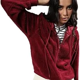campus sutra Women's Polyester Collared Neck Sweatshirt For Casual Wear | High Neck | Long Sleeve | Pull On Closure | Regular Fit | Sweatshirt Crafted With Comfort Fit For Everyday Wear-picture-24