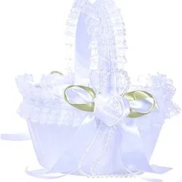 Jazzy Pearls® Elegant Wedding Lace Flowers Basket Romantic for Wedding Party Collection|Home & Garden | Wedding Supplies | Ring Pillows & Flower Baskets-picture-15