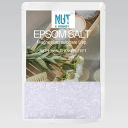 NUT E MONKEY-Epsom Salt for Foot 500GM | Epsom Salt for Pain Relief | Genuine Magnesium Oil Spray alternate for Muscle Relief | Graded 100% Pure, Unscented Magnesium Sulphate (500Grams) image 1