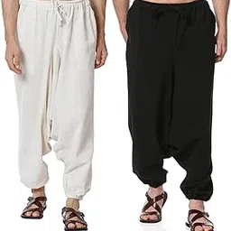 aatman One Size Men's Eco-Friendly Cotton Harem Pants Pack of 2 | Fits Waist Size 28 to 36 Inches-picture-29