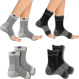 "Ecosync Open Toe Bamboo Cotton Neuropathy Compression Socks - Moisture Wicking, Pain Relief, Breathable, Eco-Friendly, Unisex, Seamless Design, Combo Pack of 2 (Spotted White + Black)"-picture-45