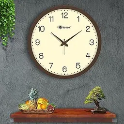 Bosco Modern Non Ticking Silent, Creame Dial with Brown Frame 30 CM, Round Wall Clock for Home, Living Room, Bedroom, Office and Kitchen-picture-19