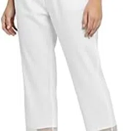 minakshi label Women’s White Cotton Capri Pants with Lace Hem – Soft Lightweight Elastic Waist Cropped Lounge & Casual Summer Sleepwear Trousers-picture-31
