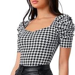 dream beauty fashion Women's Casual Sweetheart Neck and Puff Sleeves Stylish Printed Top - 23" Inches (Tee-Joy Modelo)-picture-40