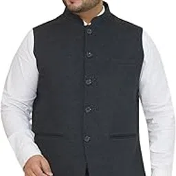 john pride Plus Size Men Solid Tweed Navy Nehru Jacket (JPNJ7511_Navy)-picture-48